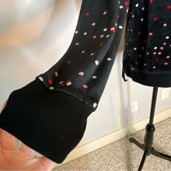 KATE SPADE Womens Velour Polka Dot Pajama Top Long Sleeve Velvet Loungewear - Picture 4 of 10